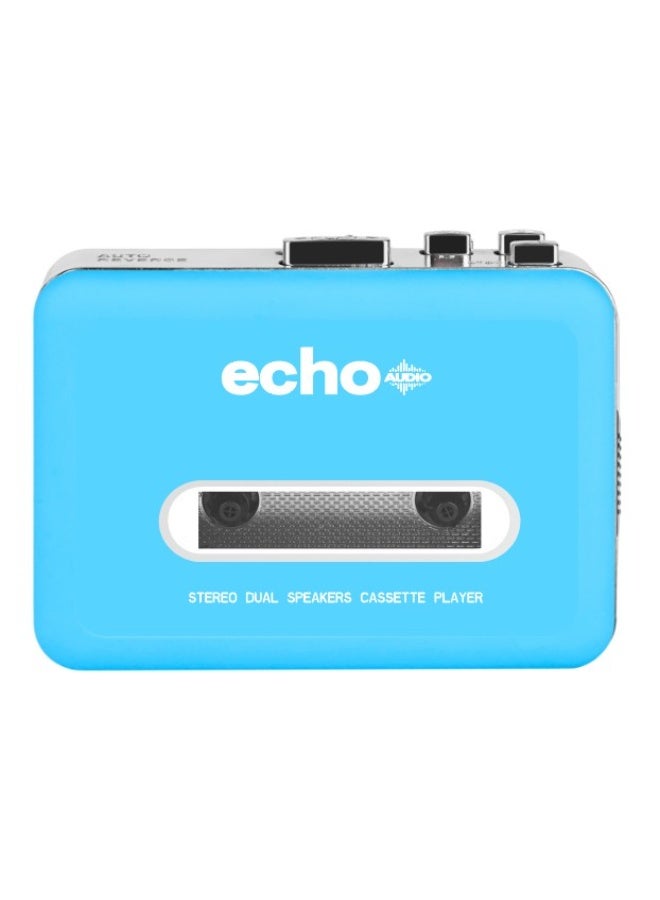 Echo Audio The Jackson - Cassette Player with Built-in Speaker- Headset Included - Convert Cassettes to MP3 - Blue Color - Image 1